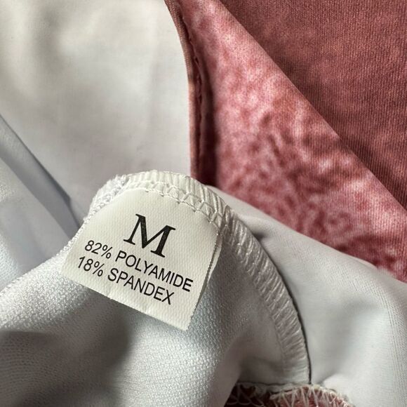 NWT Women’s One Piece Swimsuit Rust Brown Water Drops Shelf Bra - Size Medium - Picture 4 of 6